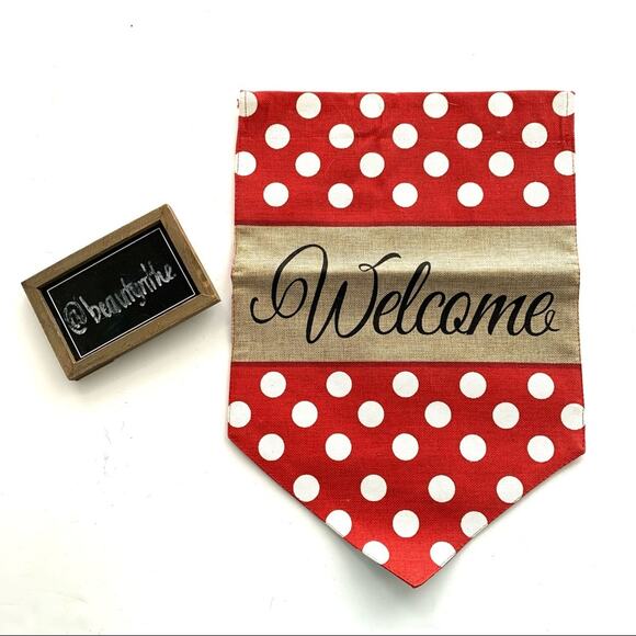 Welcome M monogram polkadot garden flag 13x18 - Picture 1 of 8